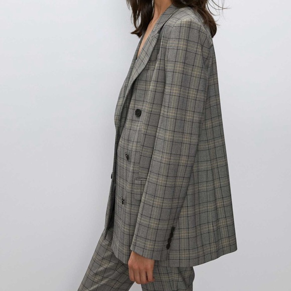 Aritzia Babaton Samuel Blazer - Navy Blue/Green Plaid - Picture 9 of 10